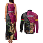 personalised-panthers-and-broncos-rugby-couples-matching-tank-maxi-dress-and-long-sleeve-button-shirts-2023-grand-final-penrith-brisbane-together
