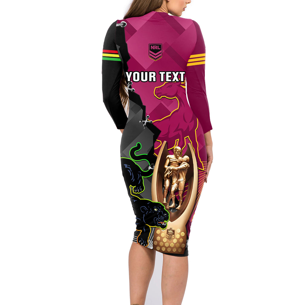 personalised-panthers-and-broncos-rugby-family-matching-long-sleeve-bodycon-dress-and-hawaiian-shirt-2023-grand-final-penrith-brisbane-together