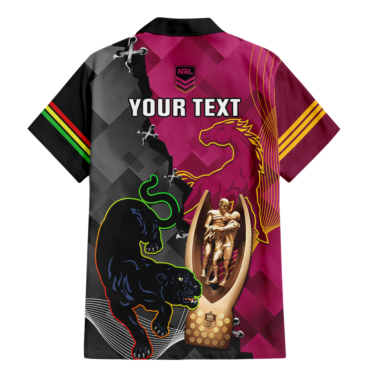 personalised-panthers-and-broncos-rugby-family-matching-mermaid-dress-and-hawaiian-shirt-2023-grand-final-penrith-brisbane-together