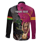 personalised-panthers-and-broncos-rugby-family-matching-short-sleeve-bodycon-dress-and-hawaiian-shirt-2023-grand-final-penrith-brisbane-together