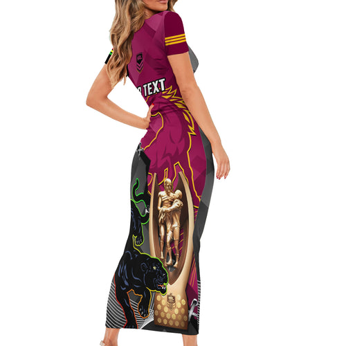 personalised-panthers-and-broncos-rugby-family-matching-short-sleeve-bodycon-dress-and-hawaiian-shirt-2023-grand-final-penrith-brisbane-together