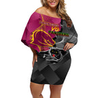 personalised-panthers-and-broncos-rugby-off-shoulder-short-dress-2023-grand-final-penrith-brisbane-together