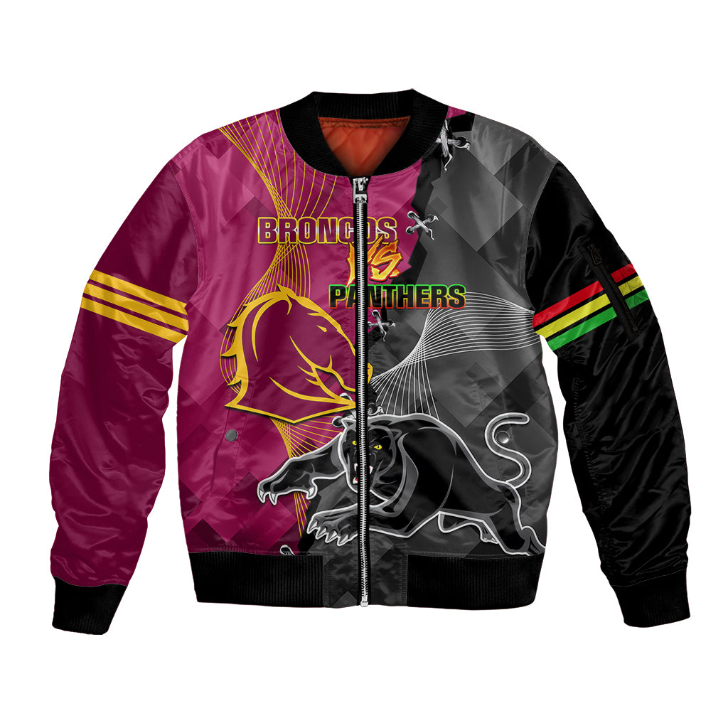 personalised-panthers-and-broncos-rugby-sleeve-zip-bomber-jacket-2023-grand-final-penrith-brisbane-together