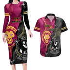collingwood-and-lions-football-couples-matching-long-sleeve-bodycon-dress-and-hawaiian-shirt-2023-grand-final-magpies-brisbane-together