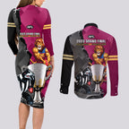 collingwood-and-lions-football-couples-matching-long-sleeve-bodycon-dress-and-long-sleeve-button-shirts-2023-grand-final-magpies-brisbane-together
