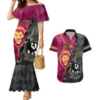 collingwood-and-lions-football-couples-matching-mermaid-dress-and-hawaiian-shirt-2023-grand-final-magpies-brisbane-together