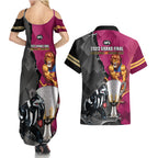 collingwood-and-lions-football-couples-matching-summer-maxi-dress-and-hawaiian-shirt-2023-grand-final-magpies-brisbane-together
