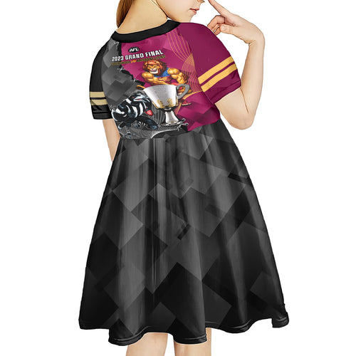 collingwood-and-lions-football-kid-short-sleeve-dress-2023-grand-final-magpies-brisbane-together