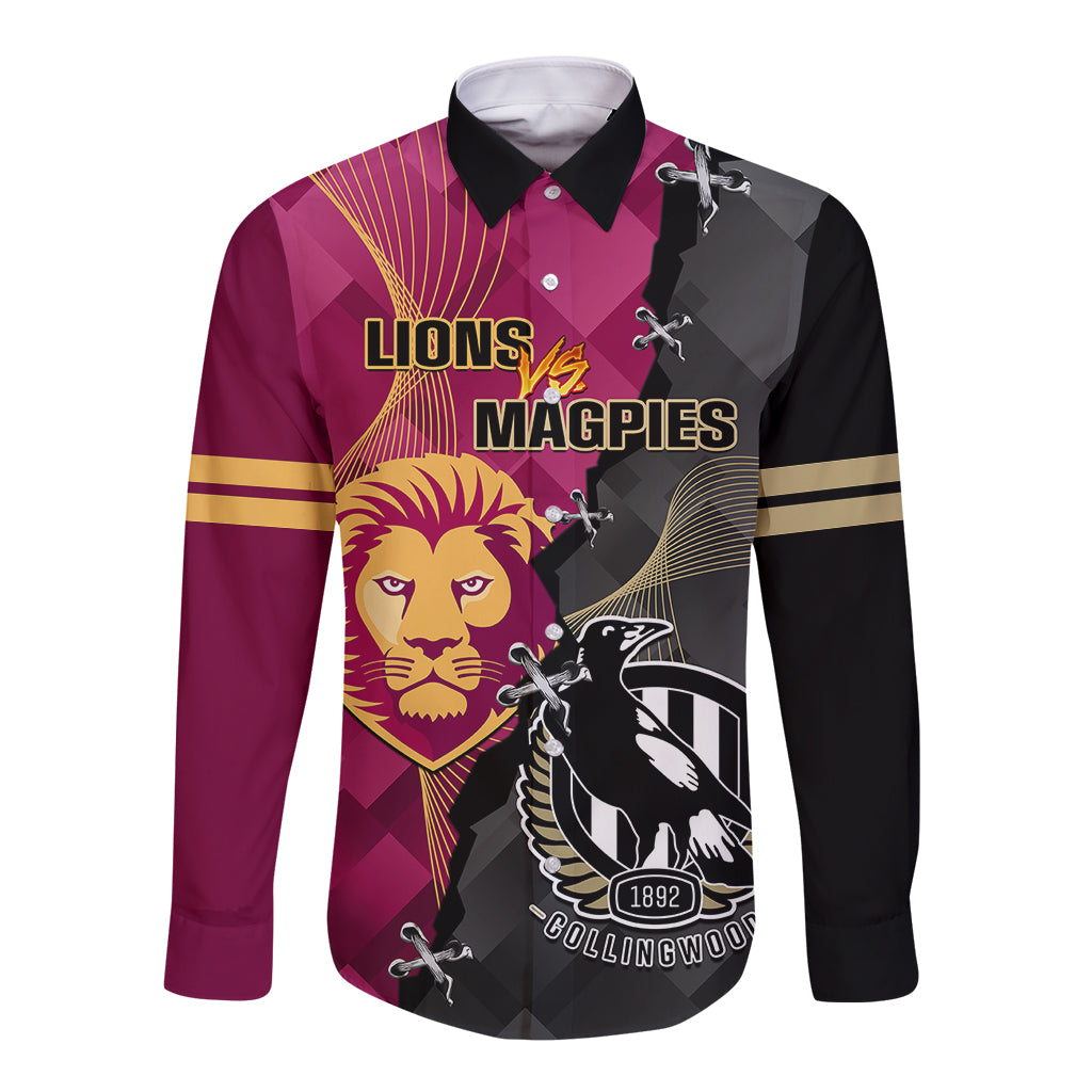 collingwood-and-lions-football-long-sleeve-button-shirt-2023-grand-final-magpies-brisbane-together