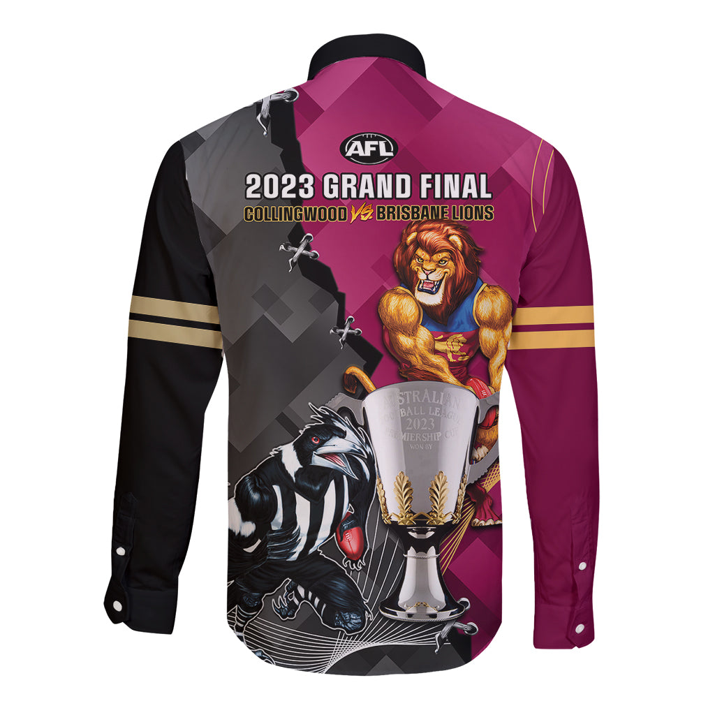 collingwood-and-lions-football-long-sleeve-button-shirt-2023-grand-final-magpies-brisbane-together
