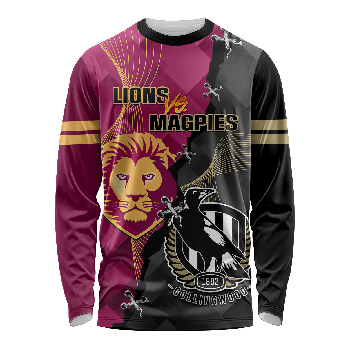 collingwood-and-lions-football-long-sleeve-shirt-2023-grand-final-magpies-brisbane-together
