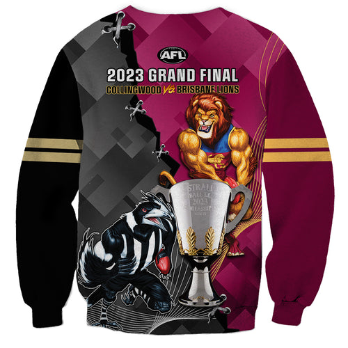 collingwood-and-lions-football-sweatshirt-2023-grand-final-magpies-brisbane-together