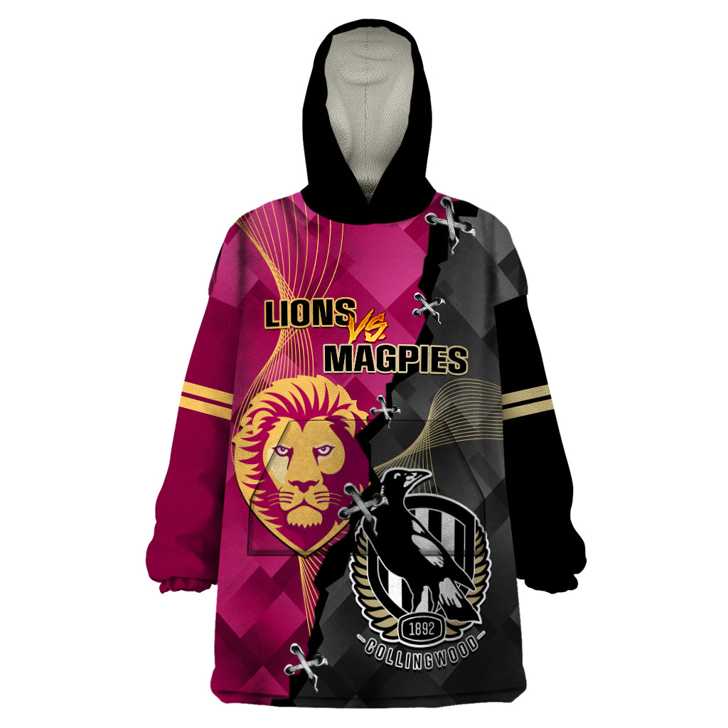 collingwood-and-lions-football-wearable-blanket-hoodie-2023-grand-final-magpies-brisbane-together