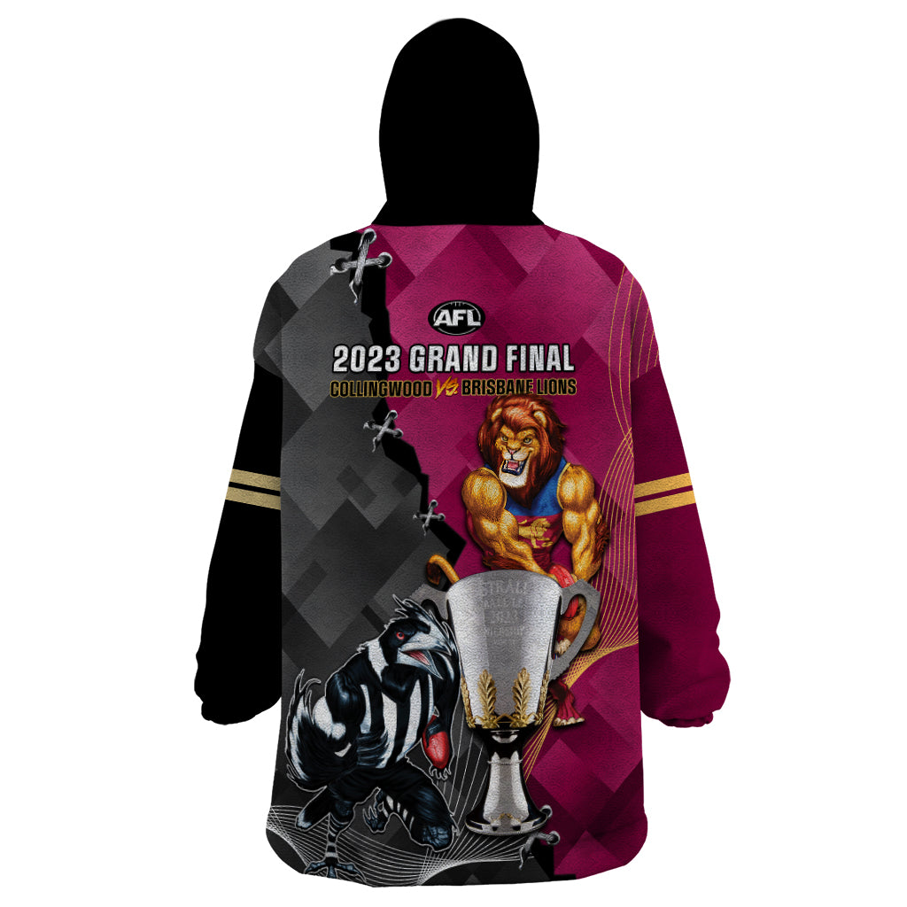 collingwood-and-lions-football-wearable-blanket-hoodie-2023-grand-final-magpies-brisbane-together
