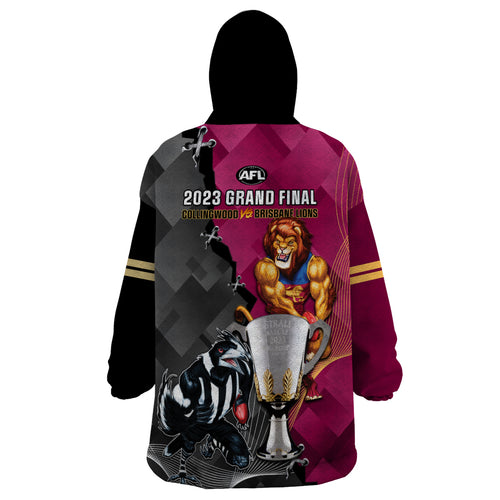 collingwood-and-lions-football-wearable-blanket-hoodie-2023-grand-final-magpies-brisbane-together