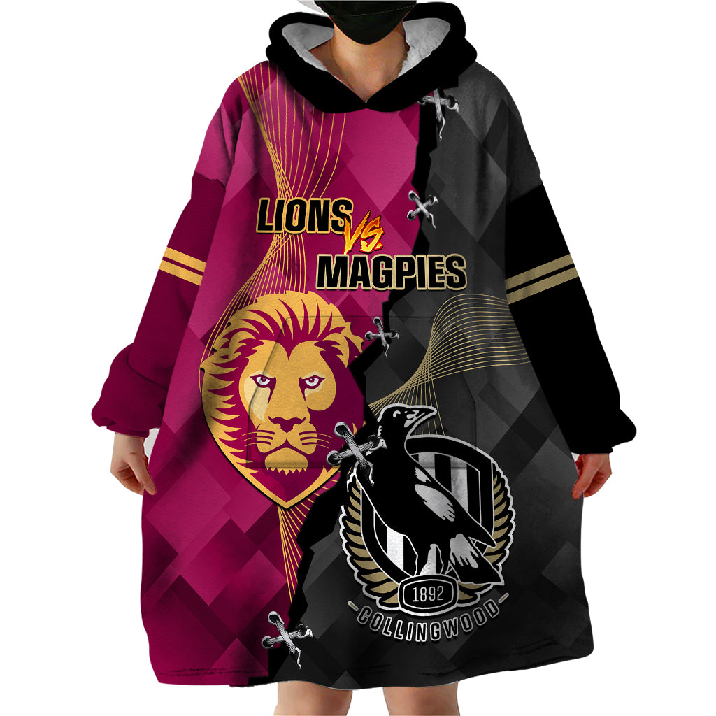 collingwood-and-lions-football-wearable-blanket-hoodie-2023-grand-final-magpies-brisbane-together