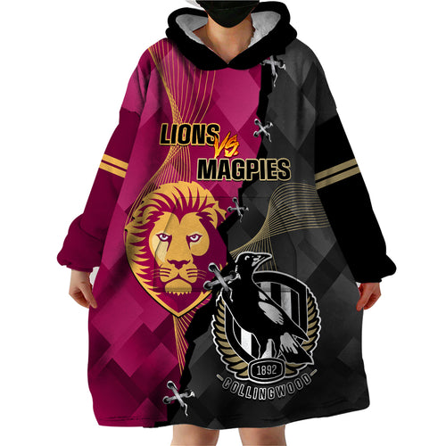 collingwood-and-lions-football-wearable-blanket-hoodie-2023-grand-final-magpies-brisbane-together