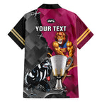 personalised-collingwood-and-lions-football-family-matching-long-sleeve-bodycon-dress-and-hawaiian-shirt-2023-grand-final-magpies-brisbane-together