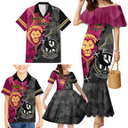 personalised-collingwood-and-lions-football-family-matching-mermaid-dress-and-hawaiian-shirt-2023-grand-final-magpies-brisbane-together