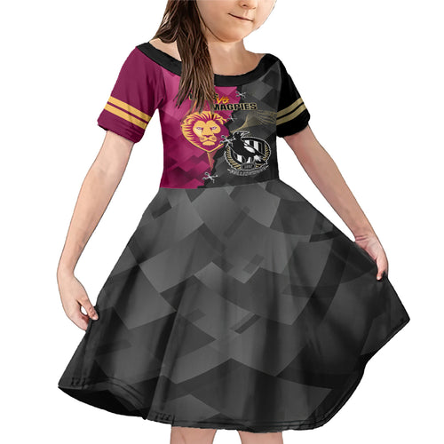 personalised-collingwood-and-lions-football-family-matching-mermaid-dress-and-hawaiian-shirt-2023-grand-final-magpies-brisbane-together