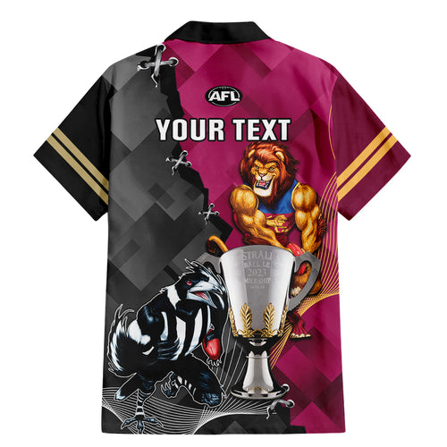 personalised-collingwood-and-lions-football-family-matching-mermaid-dress-and-hawaiian-shirt-2023-grand-final-magpies-brisbane-together