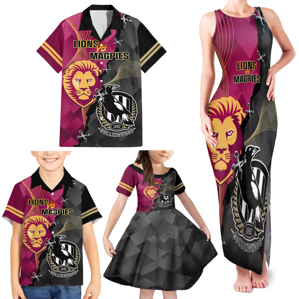 personalised-collingwood-and-lions-football-family-matching-tank-maxi-dress-and-hawaiian-shirt-2023-grand-final-magpies-brisbane-together