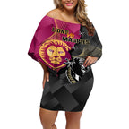 personalised-collingwood-and-lions-football-off-shoulder-short-dress-2023-grand-final-magpies-brisbane-together