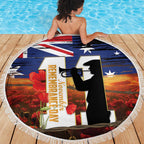Australia Rememberance Day Beach Blanket 11 November Poppy Field With Last Post