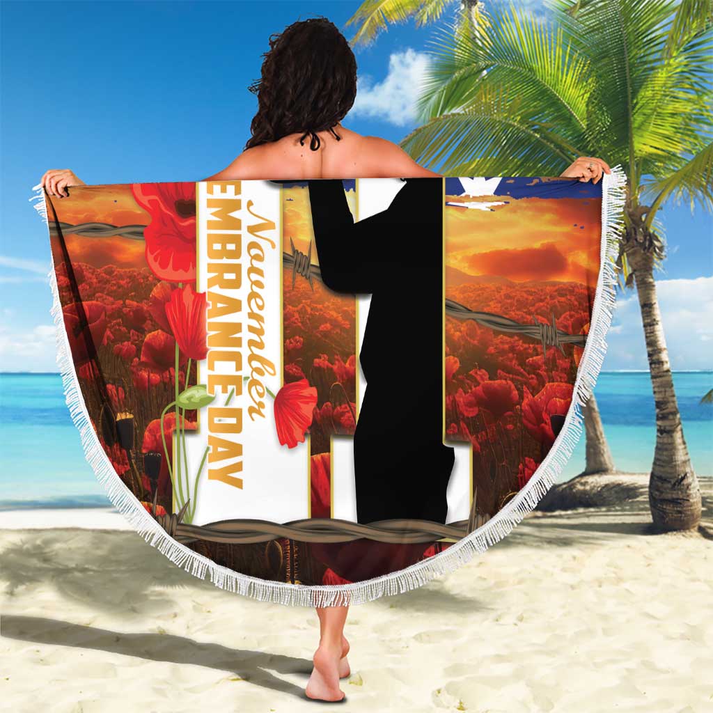 Australia Rememberance Day Beach Blanket 11 November Poppy Field With Last Post