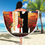 Australia Rememberance Day Beach Blanket 11 November Poppy Field With Last Post