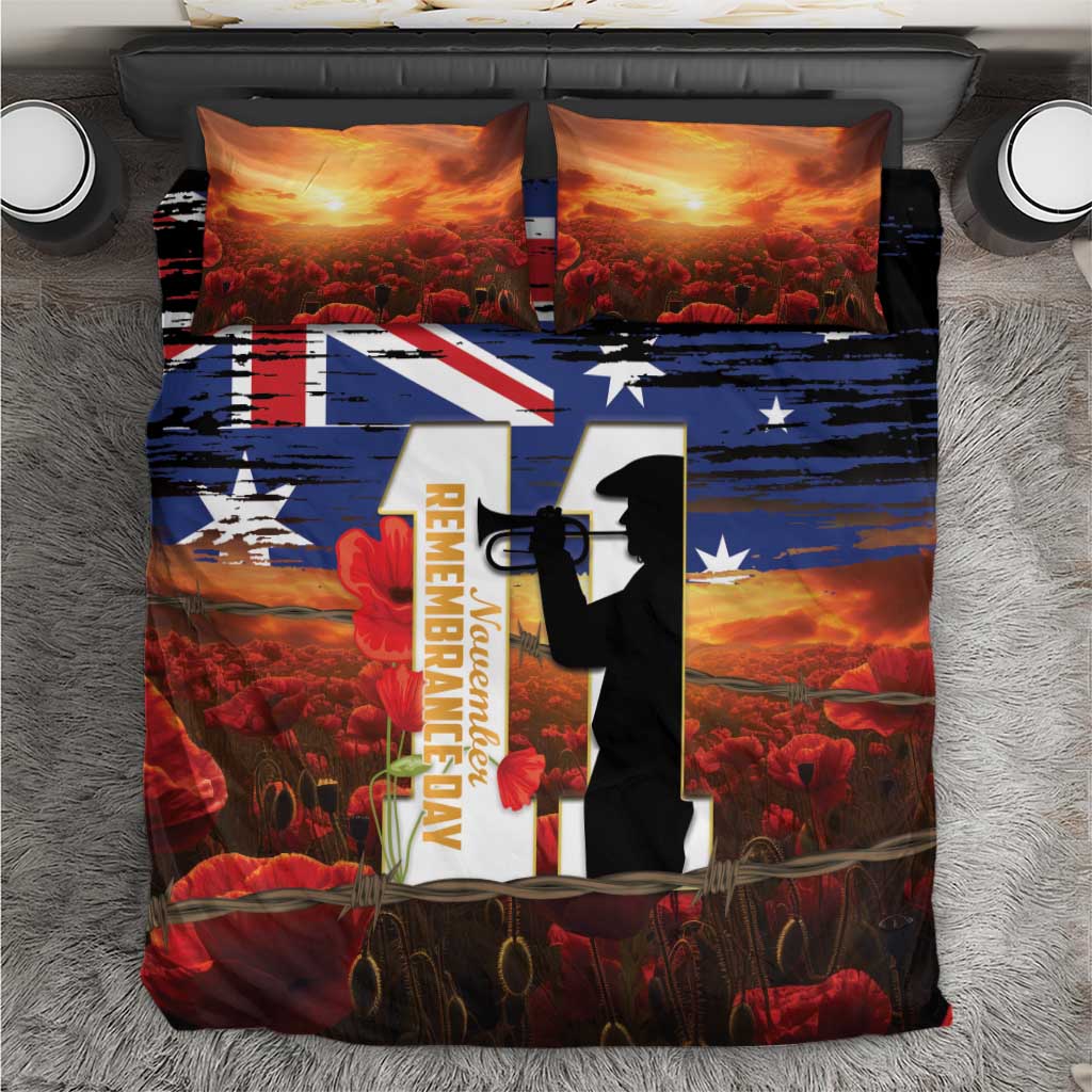Australia Rememberance Day Bedding Set 11 November Poppy Field With Last Post