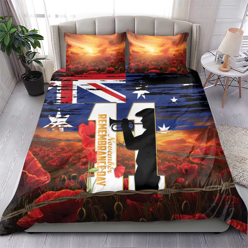 Australia Rememberance Day Bedding Set 11 November Poppy Field With Last Post