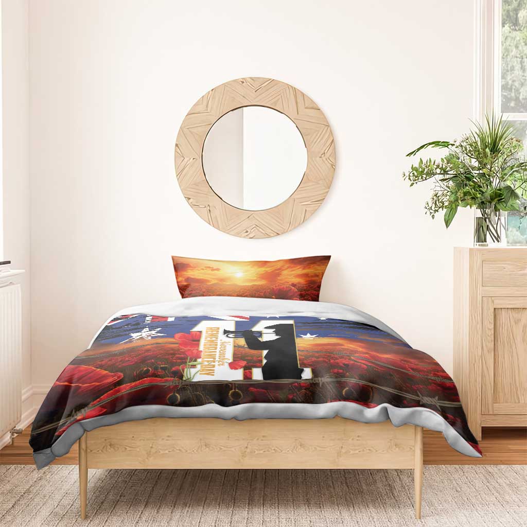 Australia Rememberance Day Bedding Set 11 November Poppy Field With Last Post