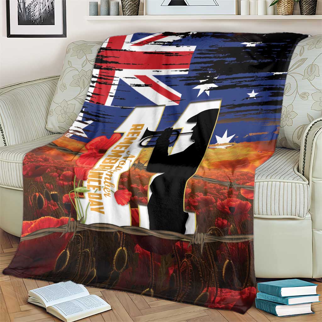 Australia Rememberance Day Blanket 11 November Poppy Field With Last Post