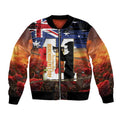 Australia Rememberance Day Bomber Jacket 11 November Poppy Field With Last Post