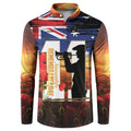 Australia Rememberance Day Button Sweatshirt 11 November Poppy Field With Last Post