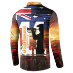 Australia Rememberance Day Button Sweatshirt 11 November Poppy Field With Last Post