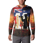 Australia Rememberance Day Button Sweatshirt 11 November Poppy Field With Last Post