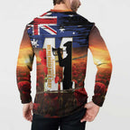 Australia Rememberance Day Button Sweatshirt 11 November Poppy Field With Last Post