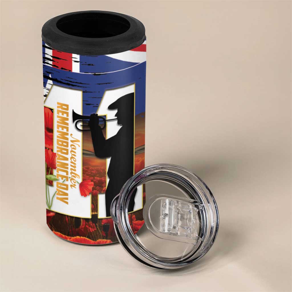 Australia Rememberance Day 4 in 1 Can Cooler Tumbler 11 November Poppy Field With Last Post