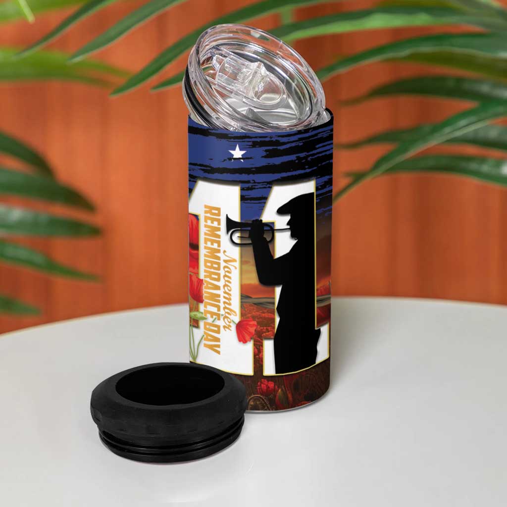 Australia Rememberance Day 4 in 1 Can Cooler Tumbler 11 November Poppy Field With Last Post