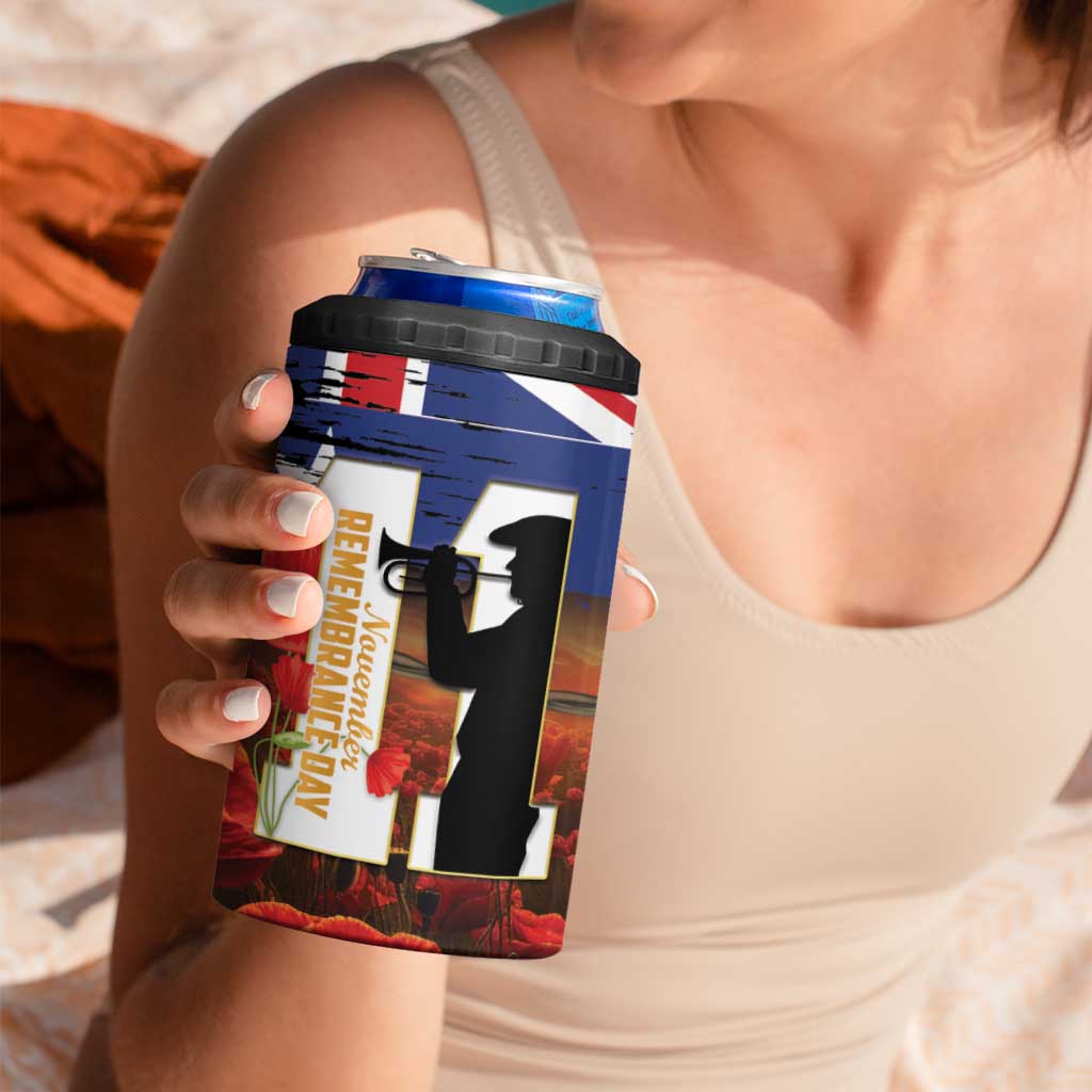 Australia Rememberance Day 4 in 1 Can Cooler Tumbler 11 November Poppy Field With Last Post
