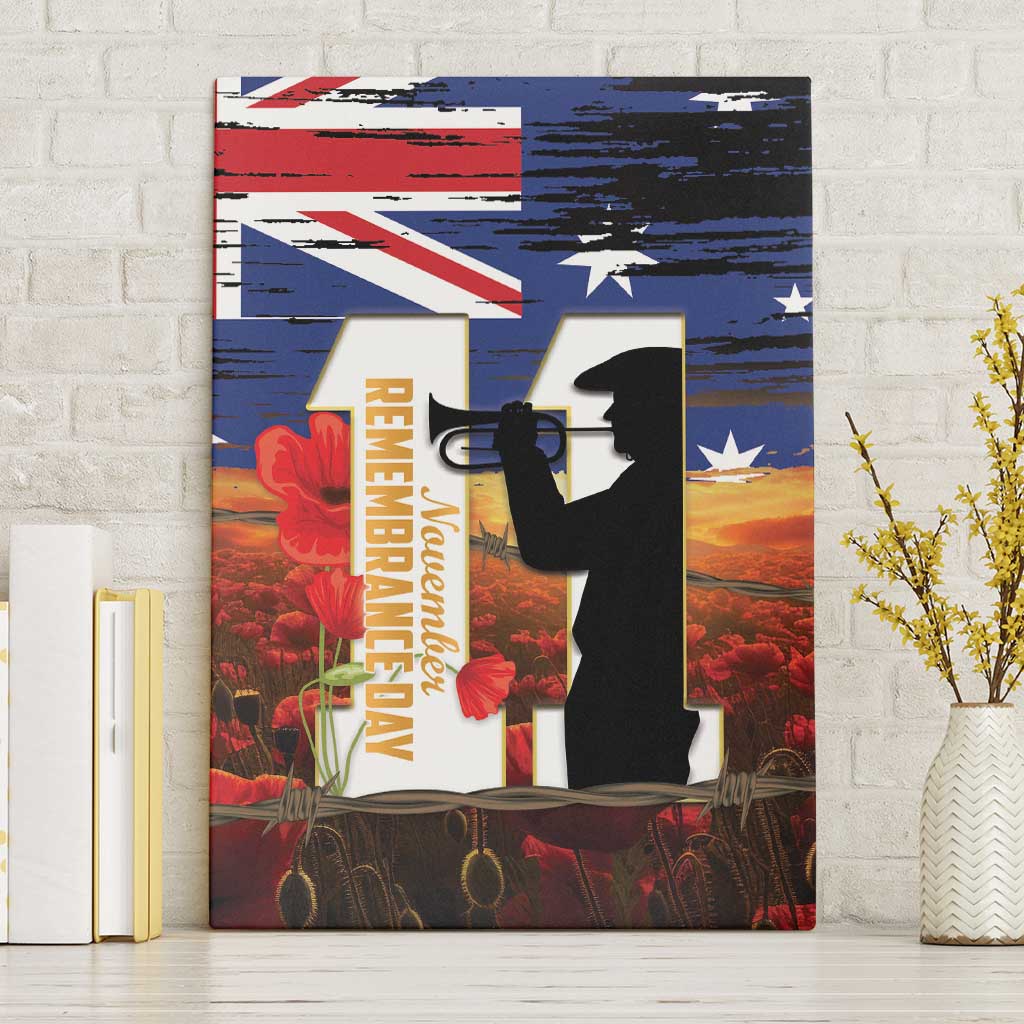 Australia Rememberance Day Canvas Wall Art 11 November Poppy Field With Last Post