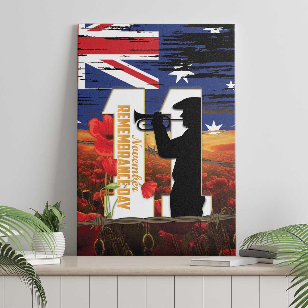 Australia Rememberance Day Canvas Wall Art 11 November Poppy Field With Last Post