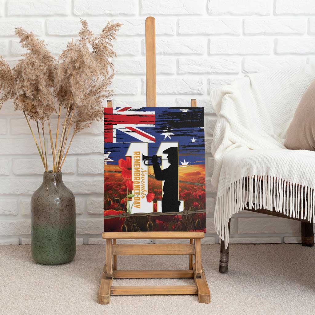 Australia Rememberance Day Canvas Wall Art 11 November Poppy Field With Last Post
