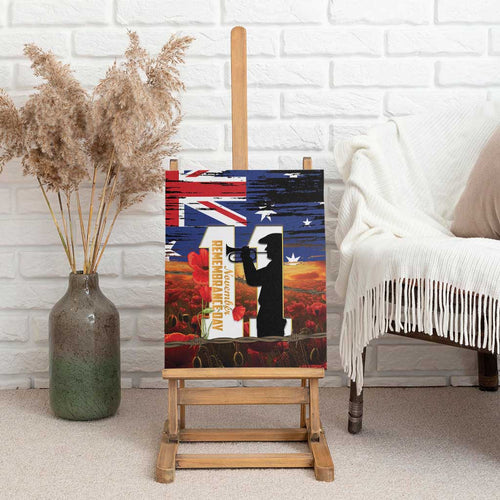 Australia Rememberance Day Canvas Wall Art 11 November Poppy Field With Last Post