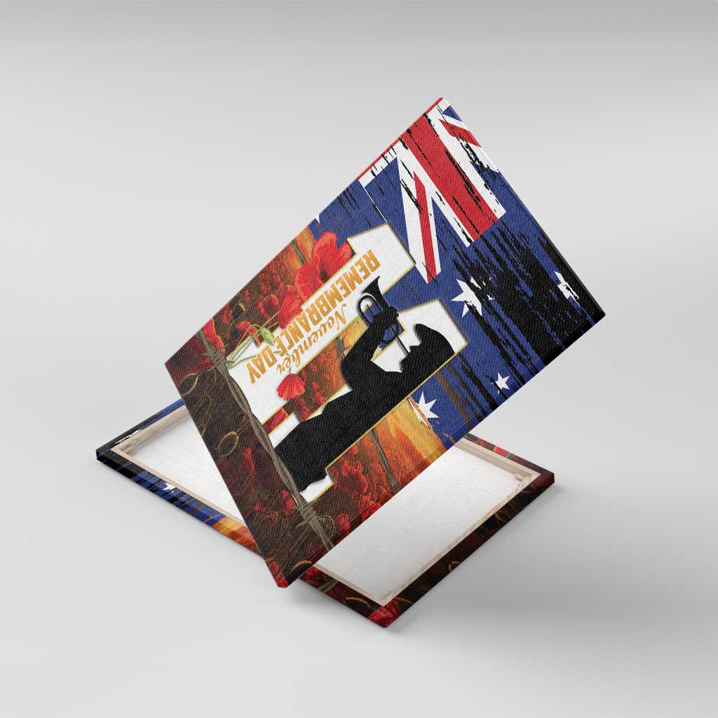 Australia Rememberance Day Canvas Wall Art 11 November Poppy Field With Last Post