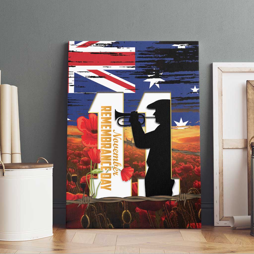 Australia Rememberance Day Canvas Wall Art 11 November Poppy Field With Last Post