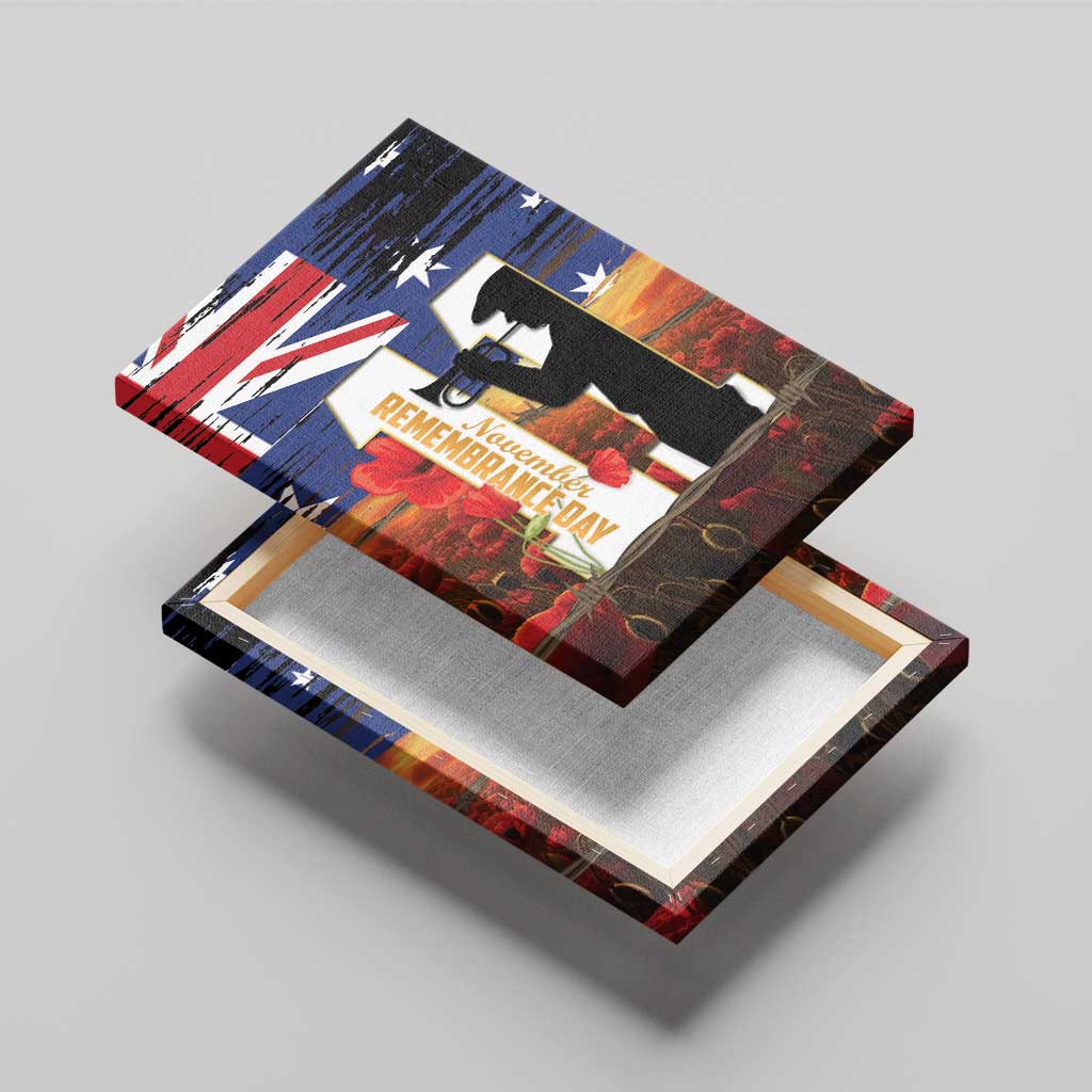 Australia Rememberance Day Canvas Wall Art 11 November Poppy Field With Last Post