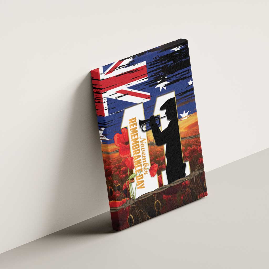 Australia Rememberance Day Canvas Wall Art 11 November Poppy Field With Last Post